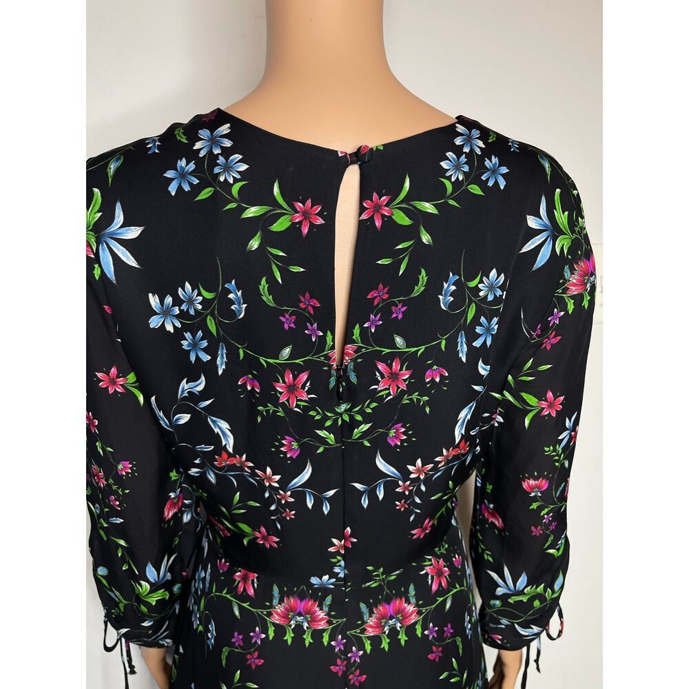 Milly Diana Silk Dress size 8 Black Floral New Fit and flare Cocktail - Picture 6 of 16